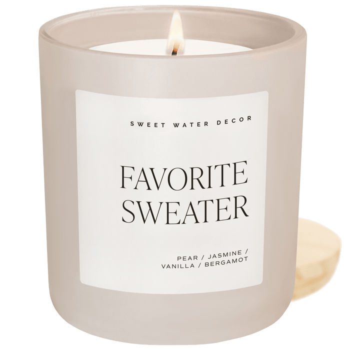Favorite Sweater Soy Candle - Tan Matte Jar - 15 oz (Cashmere and Vanilla) -