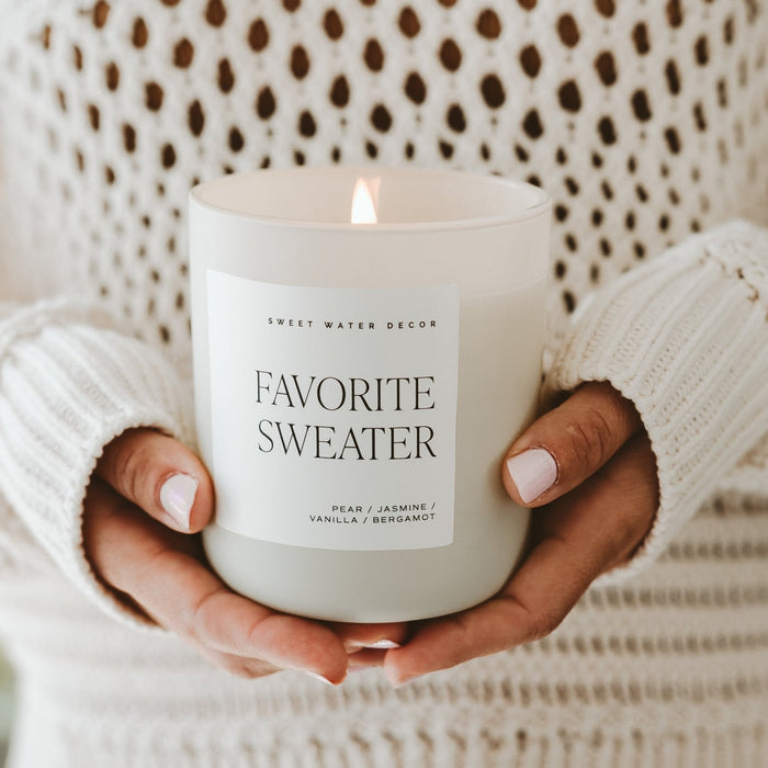 Favorite Sweater Soy Candle - Tan Matte Jar - 15 oz (Cashmere and Vanilla) -