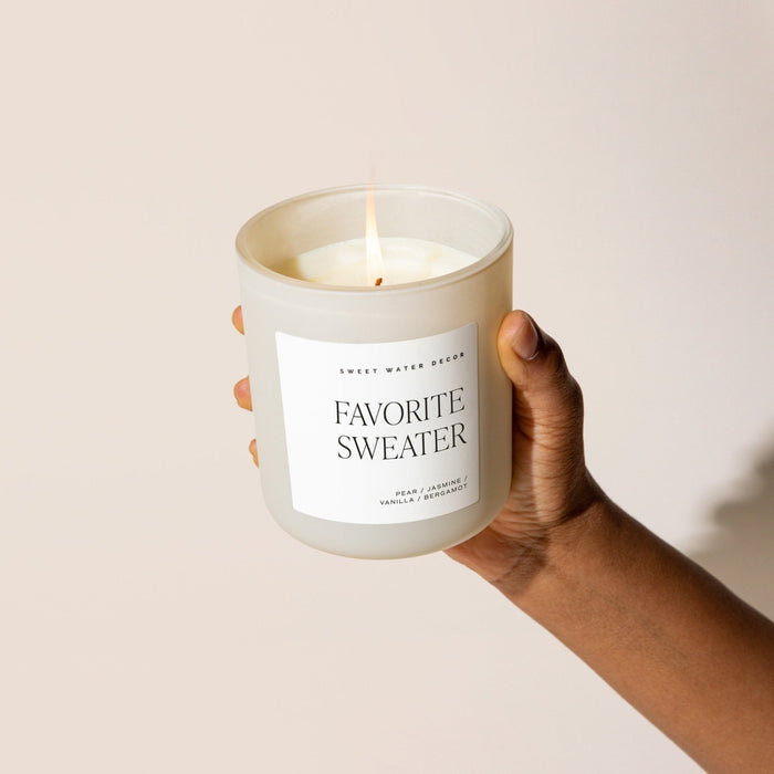 Favorite Sweater Soy Candle - Tan Matte Jar - 15 oz (Cashmere and Vanilla) -