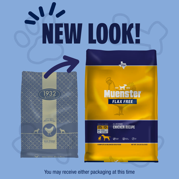 Muenster Flax Free Dog Food has a new look