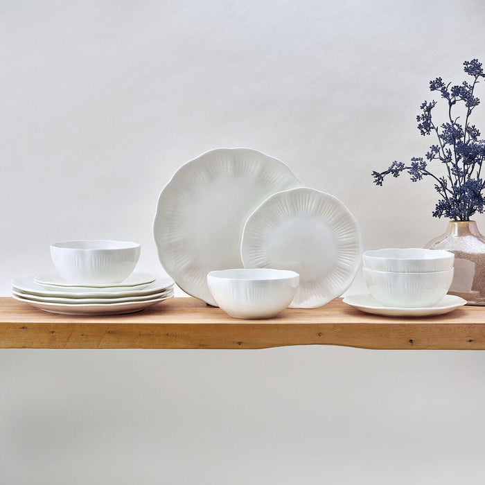 Flora Scalloped 12 Piece Dinnerware Set, Service for 4