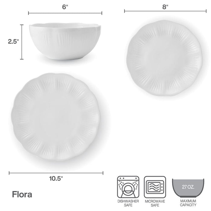 Flora Scalloped 12 Piece Dinnerware Set, Service for 4