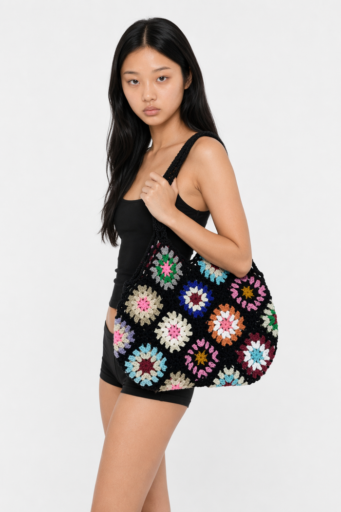 Floral Vintage Tote Bag - Outdoor Bliss Black