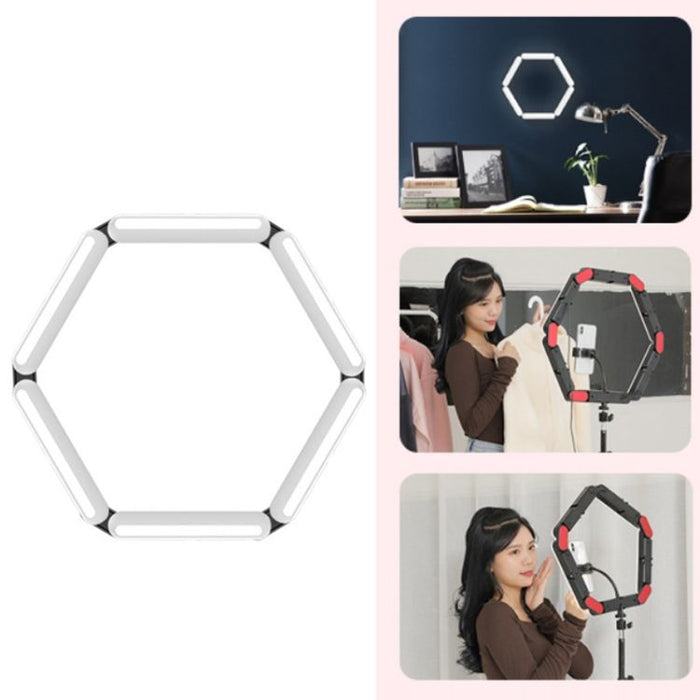 Foldable Beauty Fill Light for Mobiles: white, light gray set of white segmented geometric shapes, minimal geometric style