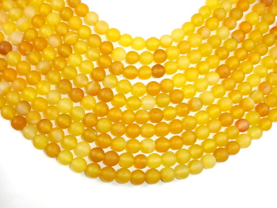 Frosted Matte Agate Beads, Round, 10mm-BeadBasic