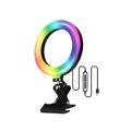 FYLZ LED Rectangle Light: black, rainbow multicolor clip-on RGB ring light with USB controller, minimal modern style