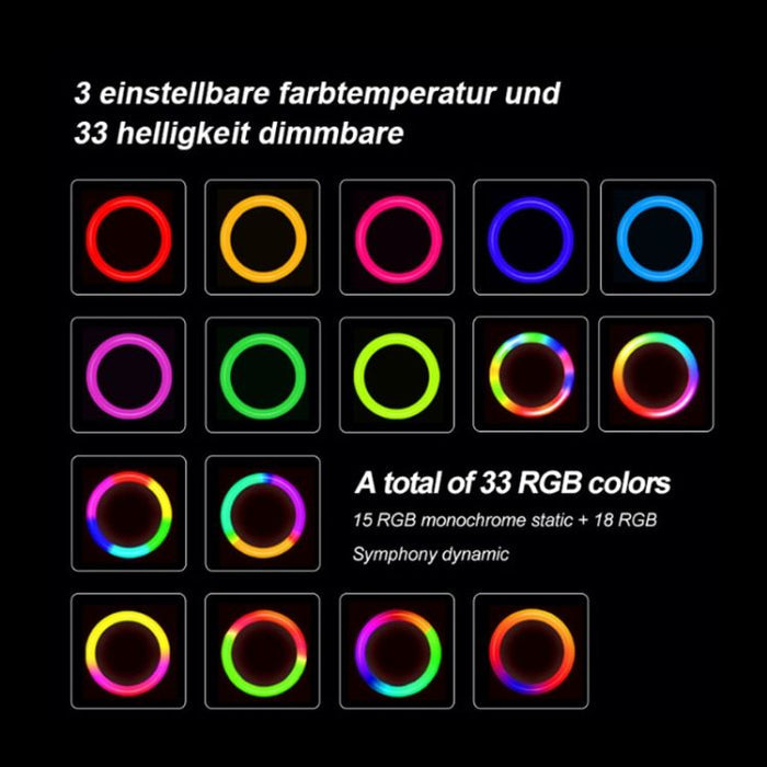 FYLZ LED Rectangle Light: black, rainbow multicolor clip-on RGB ring light with USB controller, minimal modern style