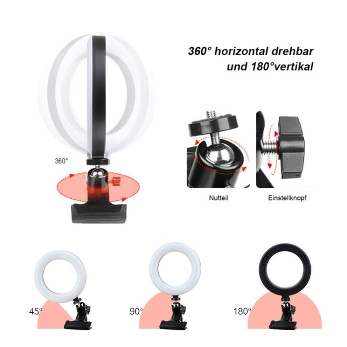 FYLZ LED Rectangle Light: black, rainbow multicolor clip-on RGB ring light with USB controller, minimal modern style