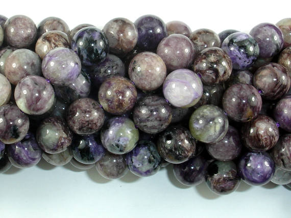 Genuine Charoite, 10mm Round Beads-BeadBasic