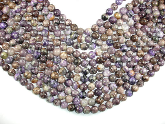 Genuine Charoite, 10mm Round Beads-BeadBasic