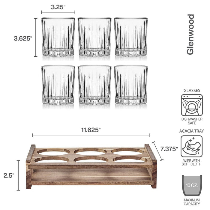 Glenwood 7 Piece Double Old Fashioned Bar Caddy Set