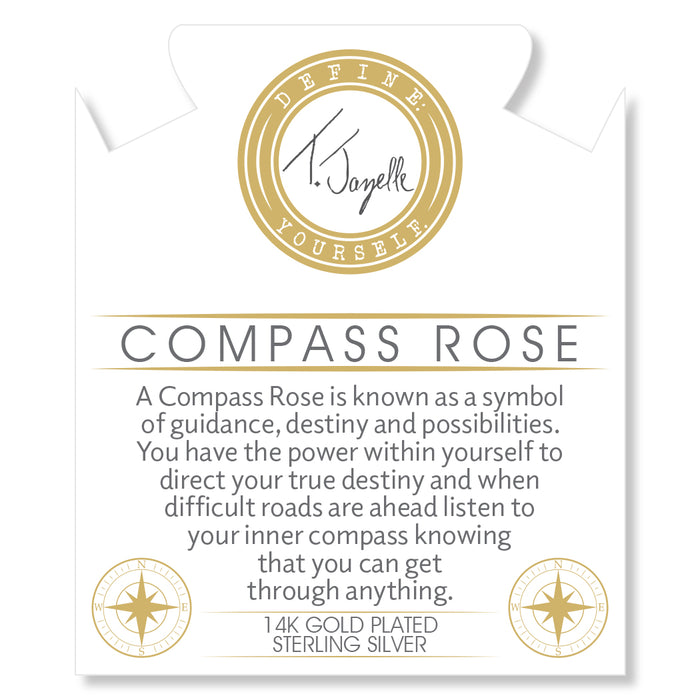 Gold Charm Collection - Green Angelite Gemstone Bracelet with Compass Rose Gold Charm