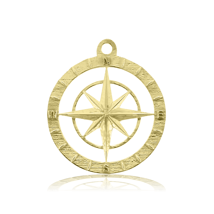 Gold Charm Collection - Green Angelite Gemstone Bracelet with Compass Rose Gold Charm