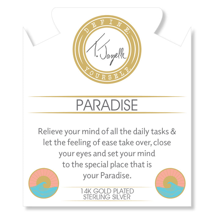 Gold Charm Collection - Multi Amazonite Gemstone Bracelet with Paradise Enamel Gold Charm