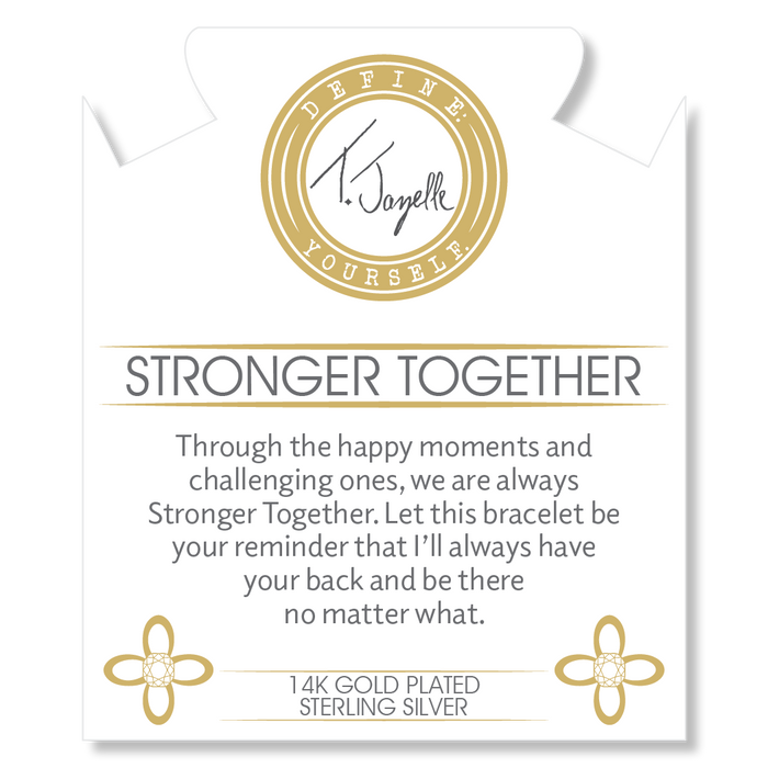 Gold Charm Collection - Multi Amazonite Gemstone Bracelet with Stronger Together Gold Charm