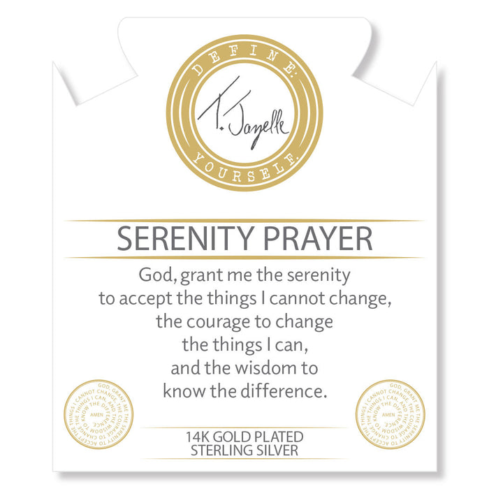 Gold Charm Collection - Robins Egg Agate Gemstone Bracelet with Serenity Prayer Gold Charm