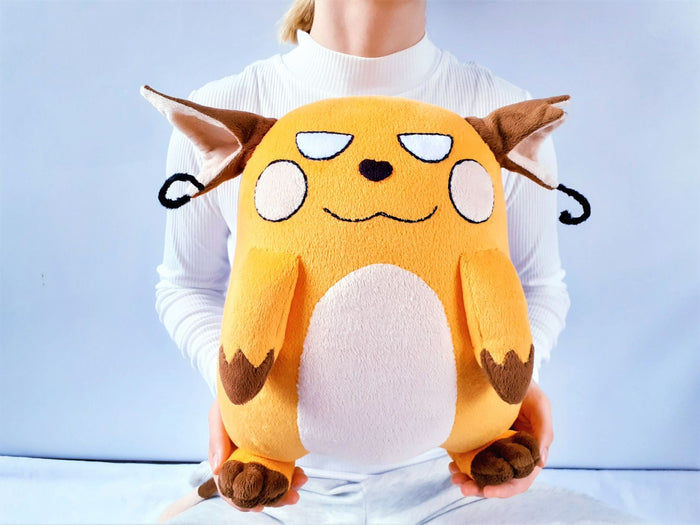 Handmade custom Fat Raichu plush from drawing
