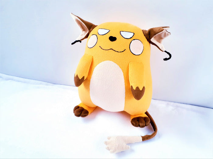 Handmade custom Fat Raichu plush from drawing