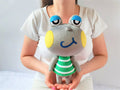 Handmade custom Huck the frog plush