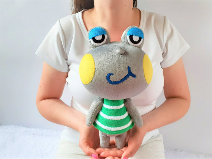 Handmade custom Huck the frog plush