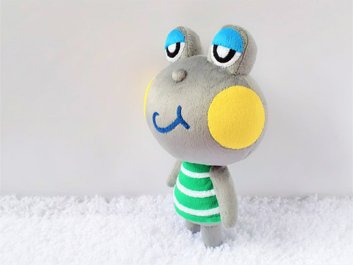 Handmade custom Huck the frog plush