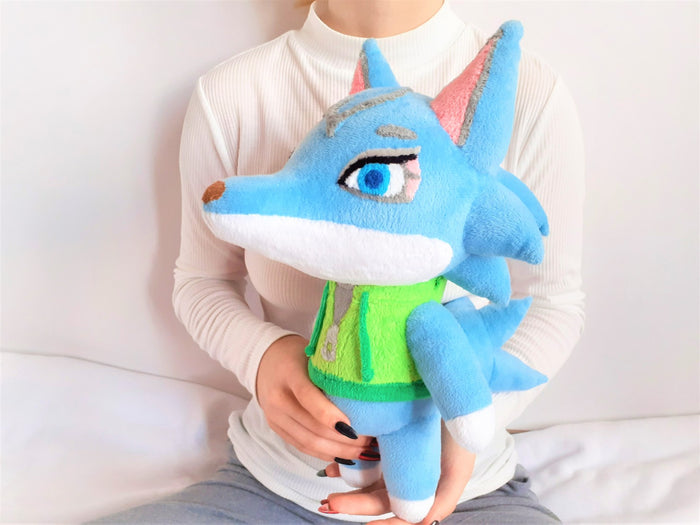 Handmade custom Whitney the wolf plush home decor
