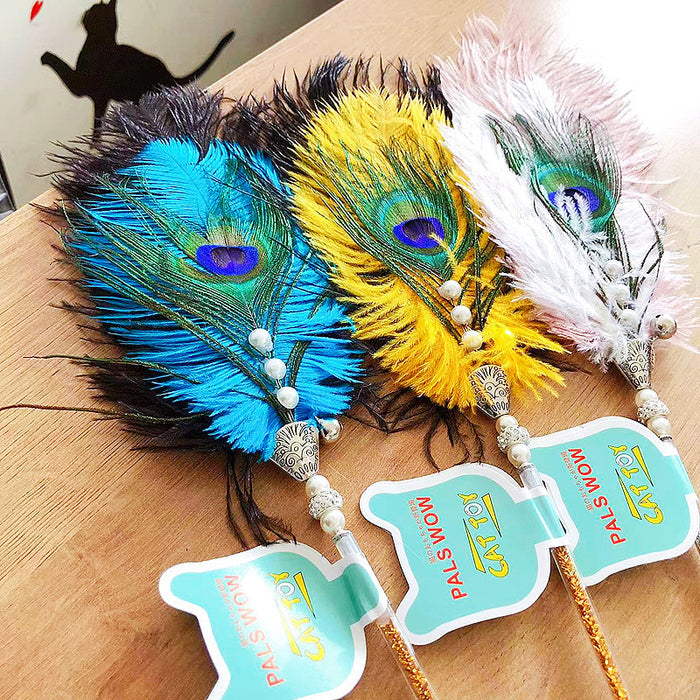 Handmade Peacock Interactive Cat Teaser