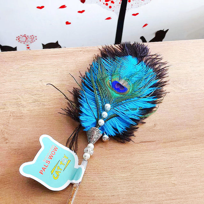 Handmade Peacock Interactive Cat Teaser
