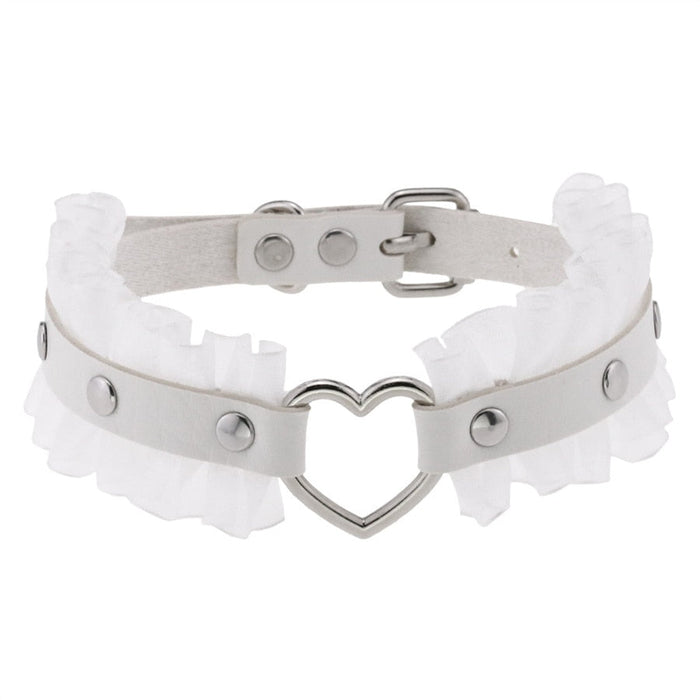 Heart-Stopping Harajuku PU Leather Choker: pink, red decorative choker collars, cute gothic/kawaii style