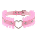 Heart-Stopping Harajuku PU Leather Choker: pink, red decorative choker collars, cute gothic/kawaii style