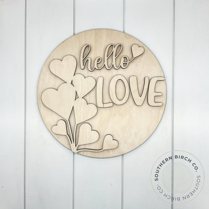 Hello Love 3D Round Blank (Balloons)