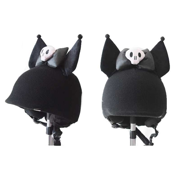 "Helmet Rizz Kuromi" Helmet Cover: black, white bat, cartoon gothic style