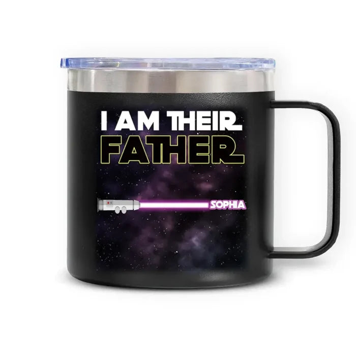 I Am Their Father - Personalized 14oz Stainless Steel Tumbler With Handle, Gift For Father's Day - TL90