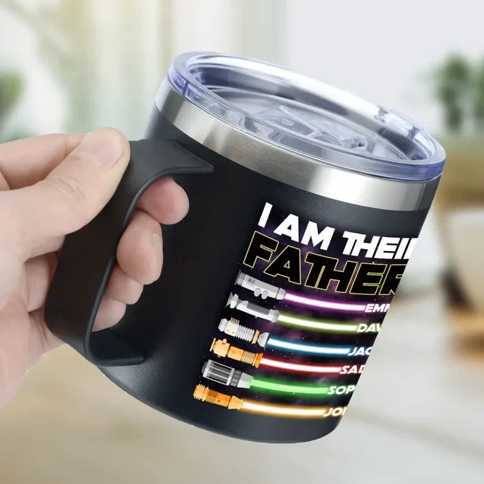 I Am Their Father - Personalized 14oz Stainless Steel Tumbler With Handle, Gift For Father's Day - TL90