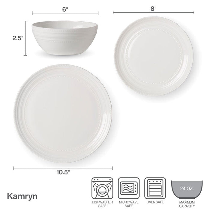 Kamryn Vegan Bone™ 12 Piece Dinnerware Set, Service for 4