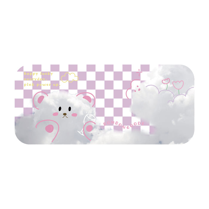 Kawaii Artisan Mousepad, Precise & Durable: light blue, white cartoon bunny/rabbit, kawaii cartoon style