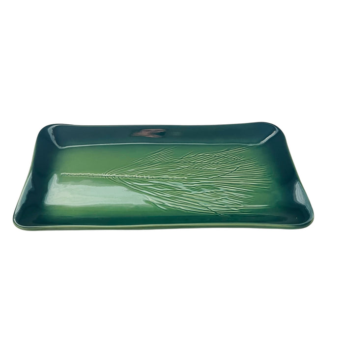 Kay Wayne Signed Studio Art Pottery Pine Needle Branch Serving Platter