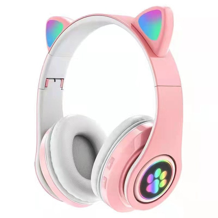 Kitty Bluetooth Headset: Colors, HiFi, Mic: pink, white cat, kawaii style