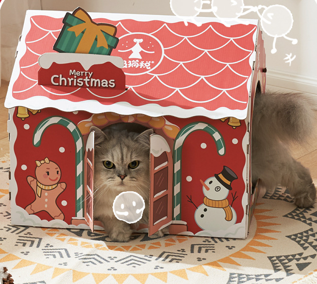 Kitty Shop Xmas House Cat Scratcher