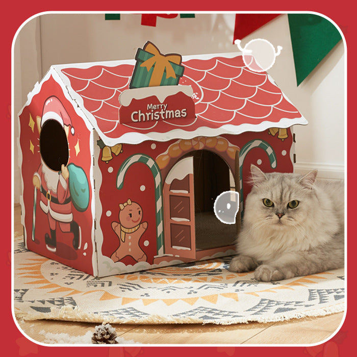 Kitty Shop Xmas House Cat Scratcher