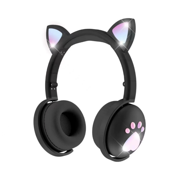 LED Cat Ear Headphones with Immersive Sound: pink, light blue cat, kawaii style