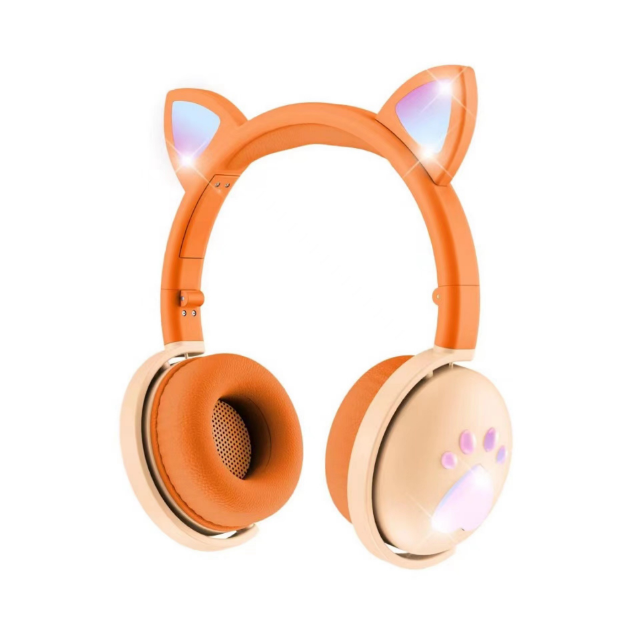 LED Cat Ear Headphones with Immersive Sound: pink, light blue cat, kawaii style