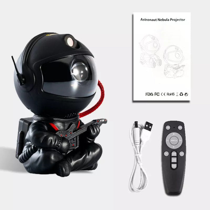 LED Galaxy Projector Lights for Kids: white, blue astronaut character, cartoon style