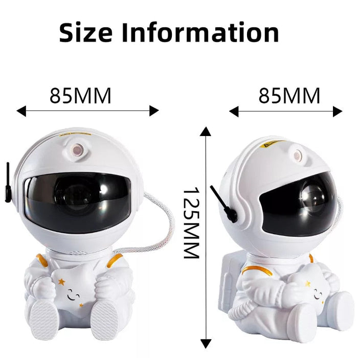LED Galaxy Projector Lights for Kids: white, blue astronaut character, cartoon style