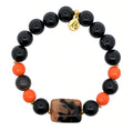 Limited Edition Exclusive Orange Agate with Black Stripe Agate Gemstone Bracelet