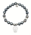 Limited Edition Exclusive Sterling Silver Skull CZ Charm with Terahertz Gemstone Bracelet