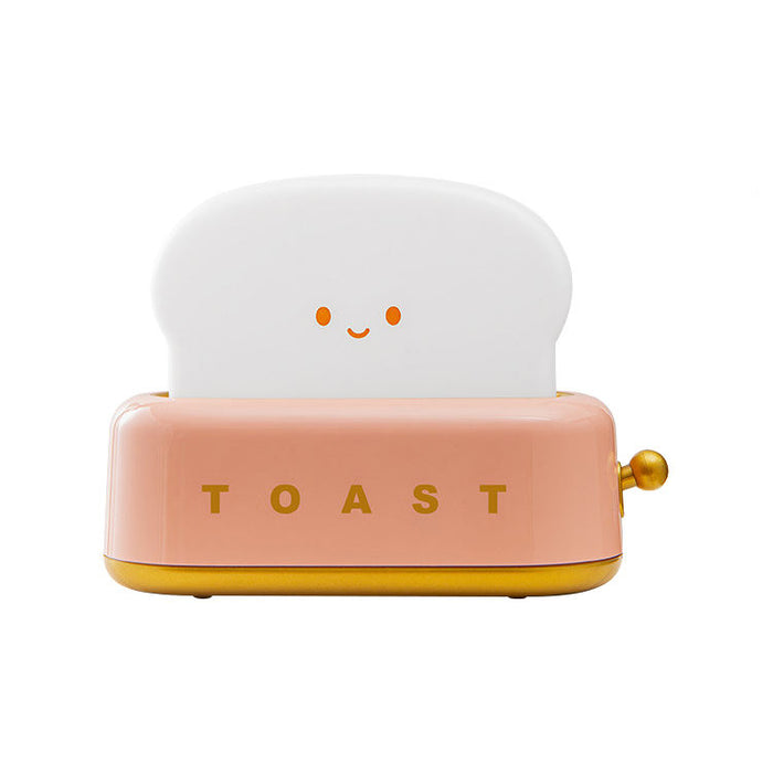 LIN-TECH LED Night Light: cream, pale yellow smiling toast bread character, kawaii style