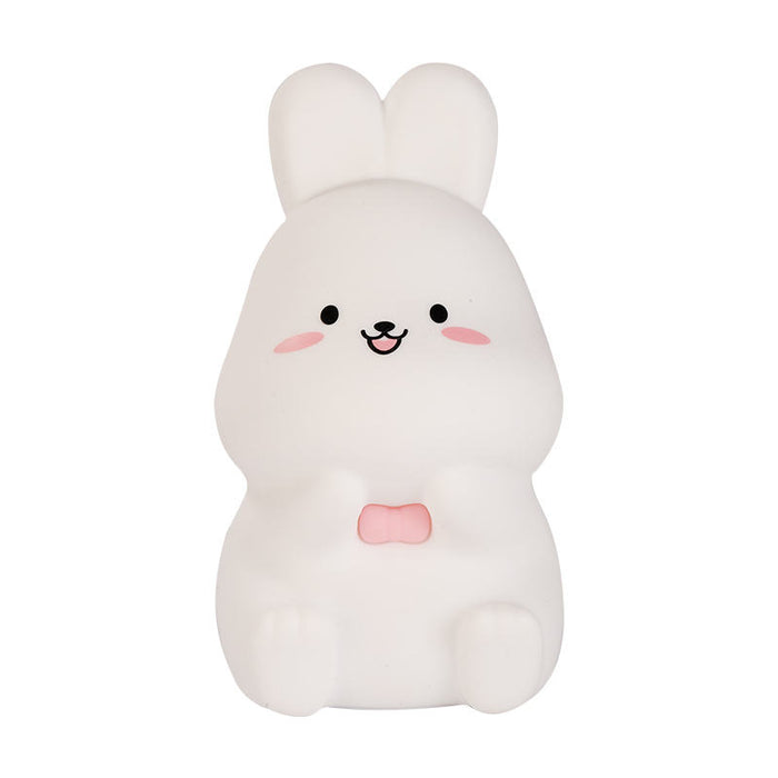 Little Rabbit Silicone Night Light: Rechargeable, Colorful: warm yellow, orange rabbit, kawaii cartoon style