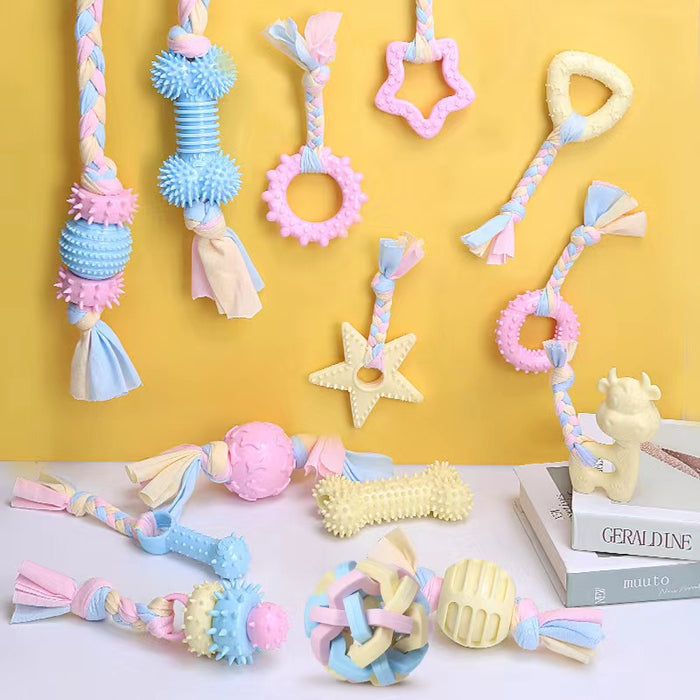 Macaron Rubber&Rope Chewing Toy