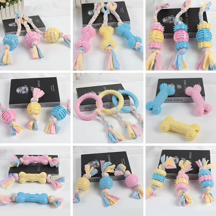Macaron Rubber&Rope Chewing Toy